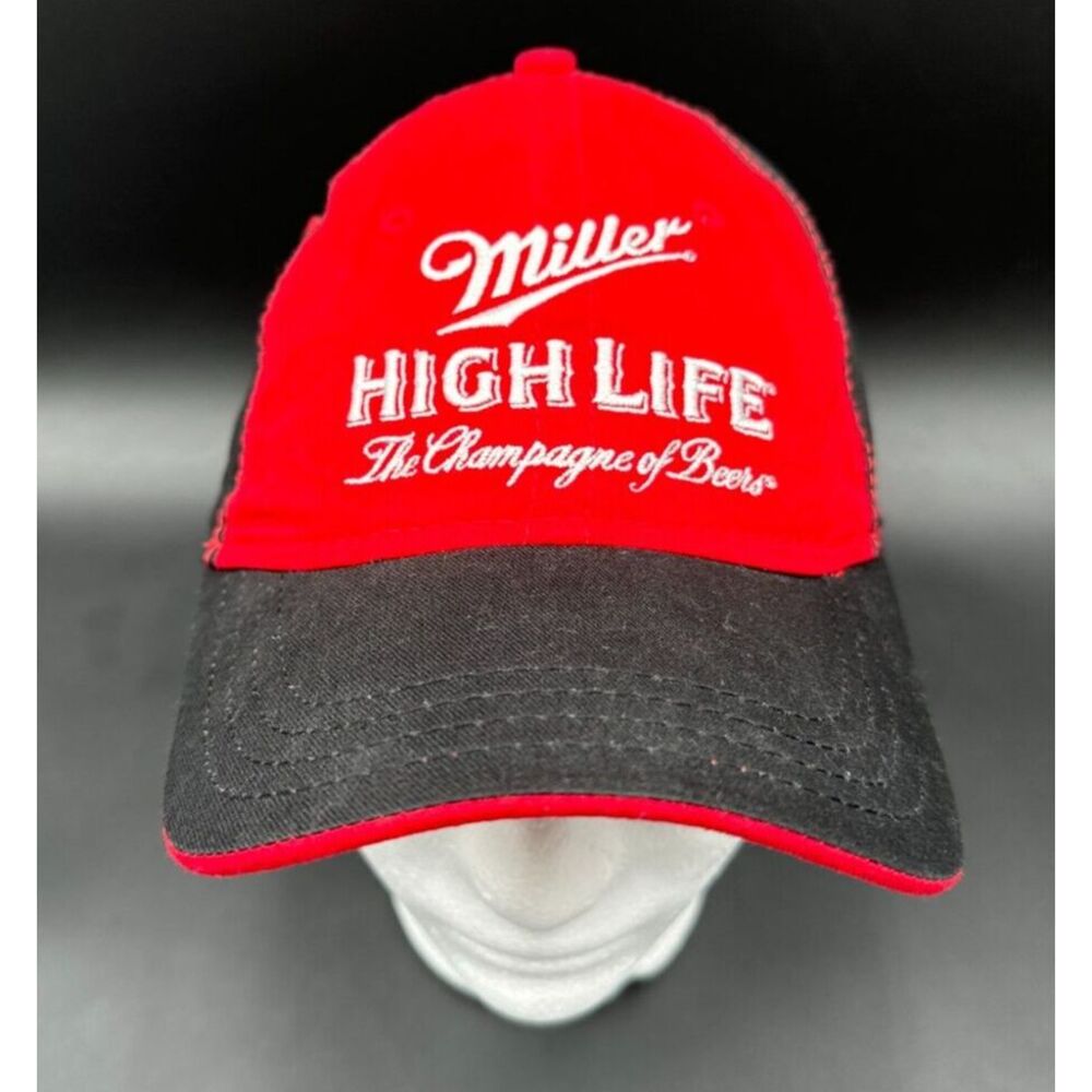 RARE Miller High Life Beer Red/Black‎ SnapBack Embroidered Headwear Cap Hat